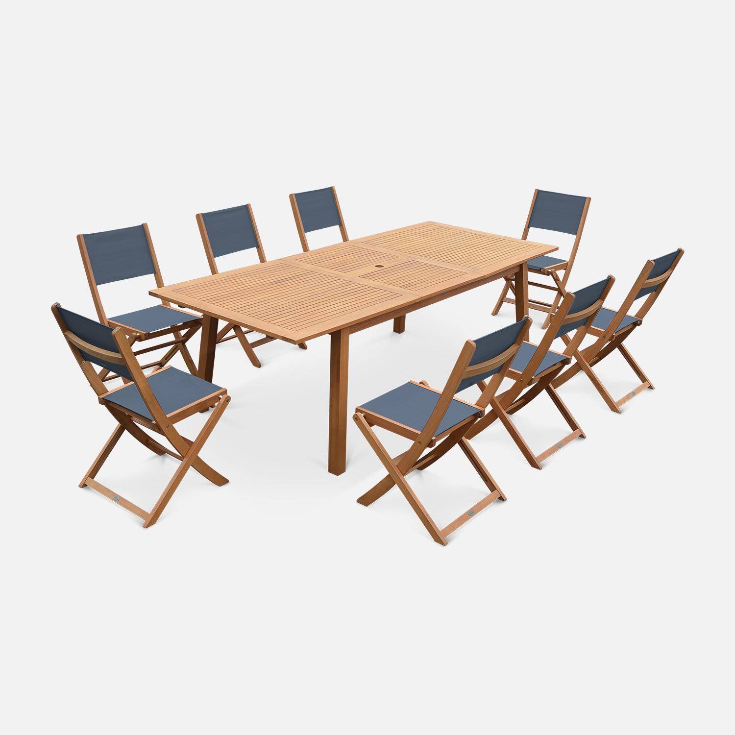 8-seater extendable wooden garden table set with chairs, Almeria, Natural, 240x100x75 cm Photo1