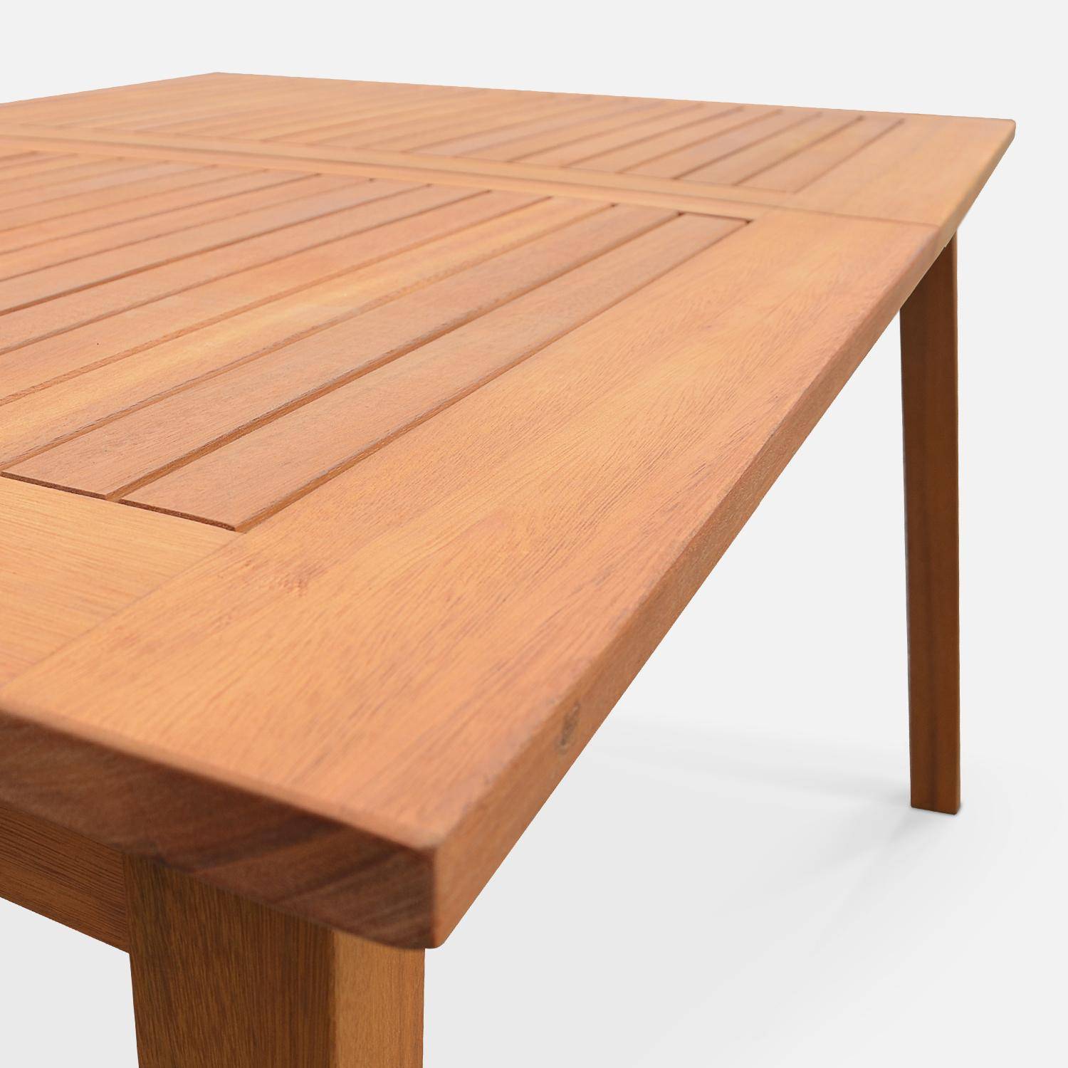 8-seater extendable wooden garden table set with chairs, Almeria, Natural, 240x100x75 cm Photo5