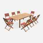 Conjunto de mobiliário de jardim em madeira extensível  Mesa extensível 180/240cm, 8 cadeiras, em madeira de eucalipto FSC  Photo1