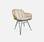 Rattan dining armchair with metal legs and cushion, Natural rattan, White cushion 