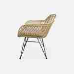Rattan dining armchair with metal legs and cushion - Cahya - Natural rattan, White cushion Photo6