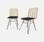 Pair of high-backed rattan dining chairs, Natural rattan, Black cushions