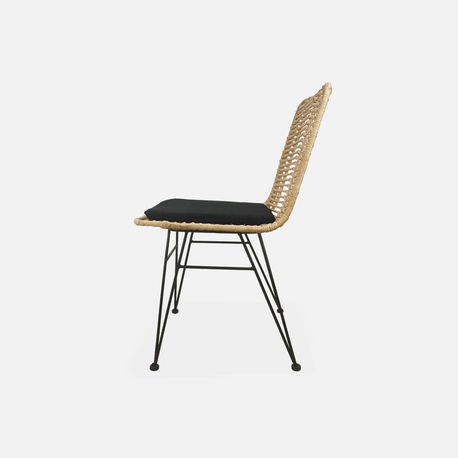 Pair of high-backed rattan dining chairs, Cahya, Black, 57x44x84 cm Photo5