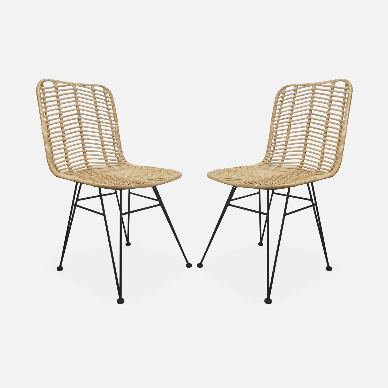 Pair of high-backed rattan dining chairs, Cahya, Black, 57x44x84 cm,sweeek,Photo8