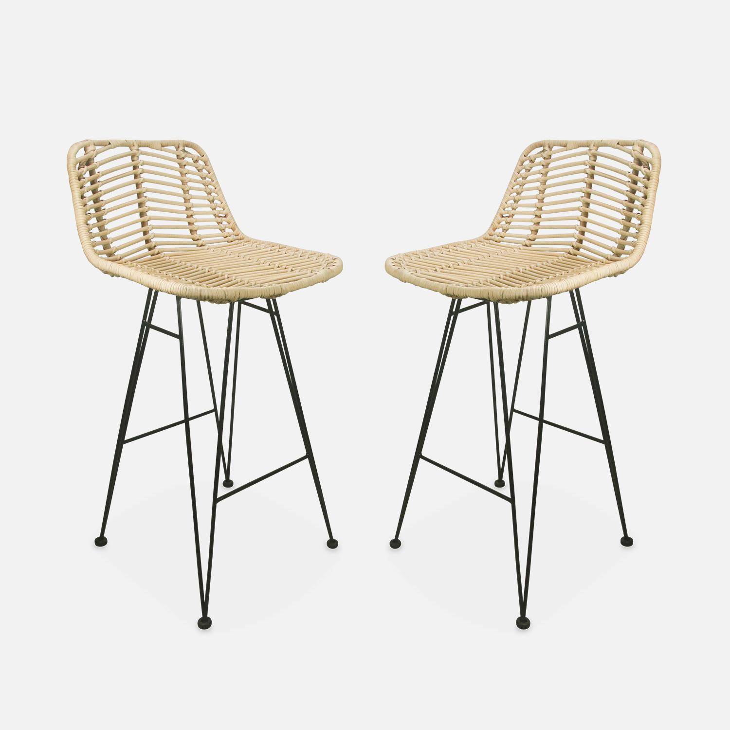 Pair of rattan bar stools 67cm, Cahya , Sand, 42x48x90 cm Photo8