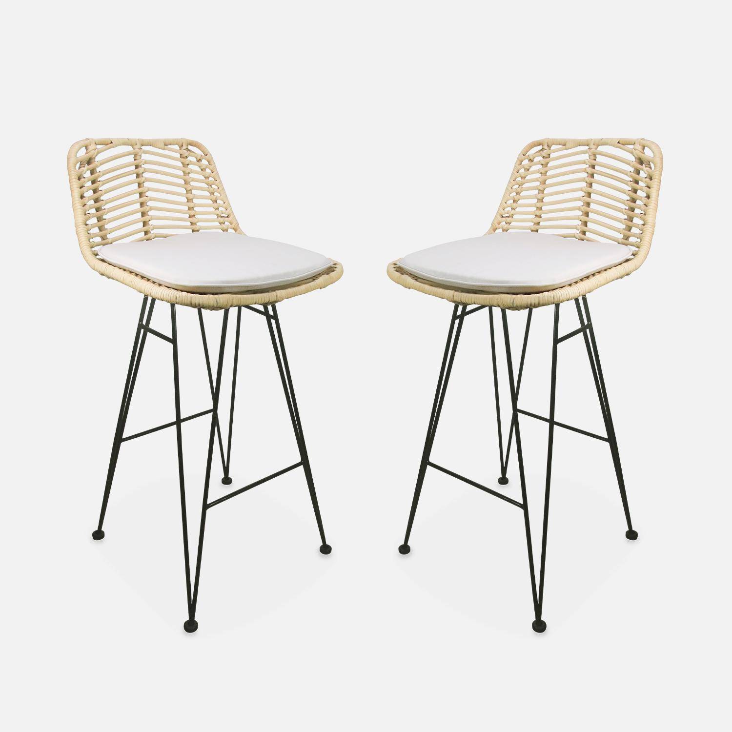 Pair of rattan bar stools 67cm, Cahya , Sand, 42x48x90 cm Photo5