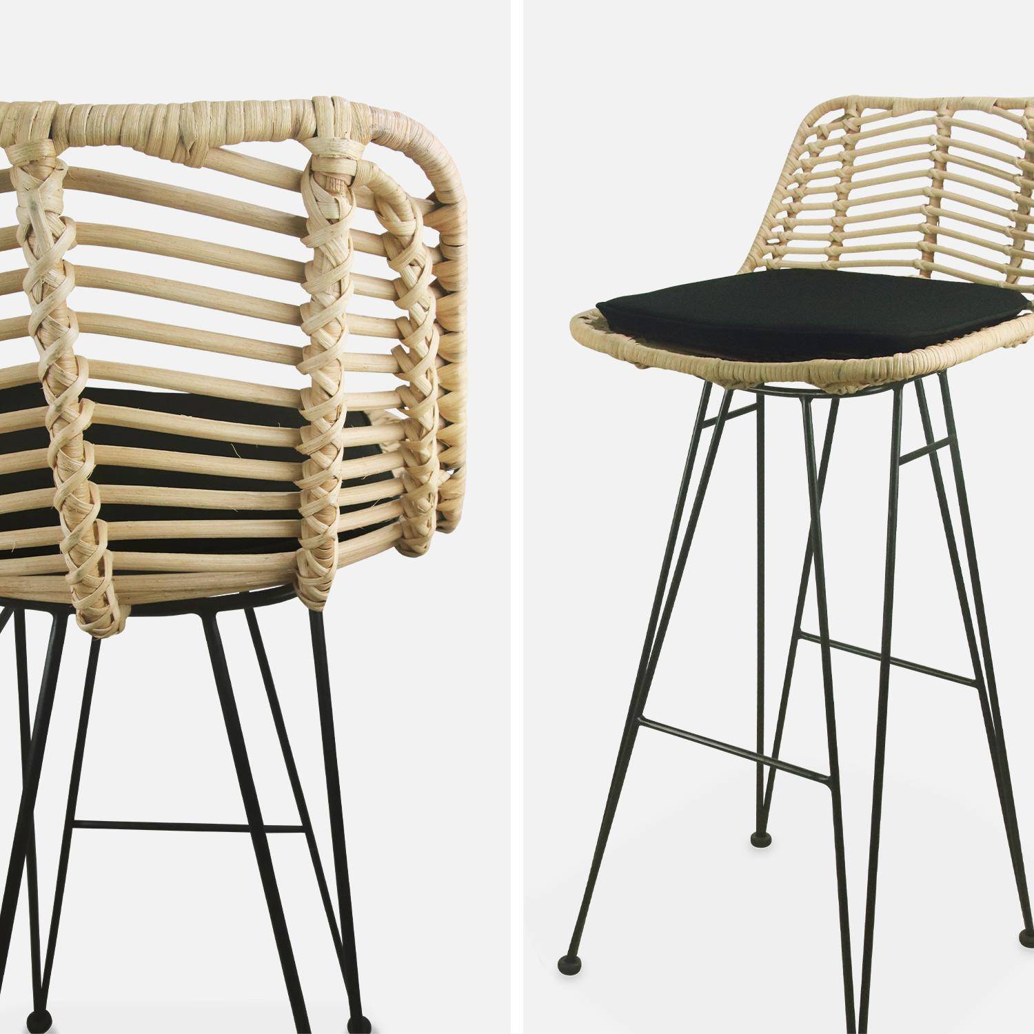 Pair of rattan bar stools, natural, L42.5xD48xH97cm, Cahya,sweeek,Photo5
