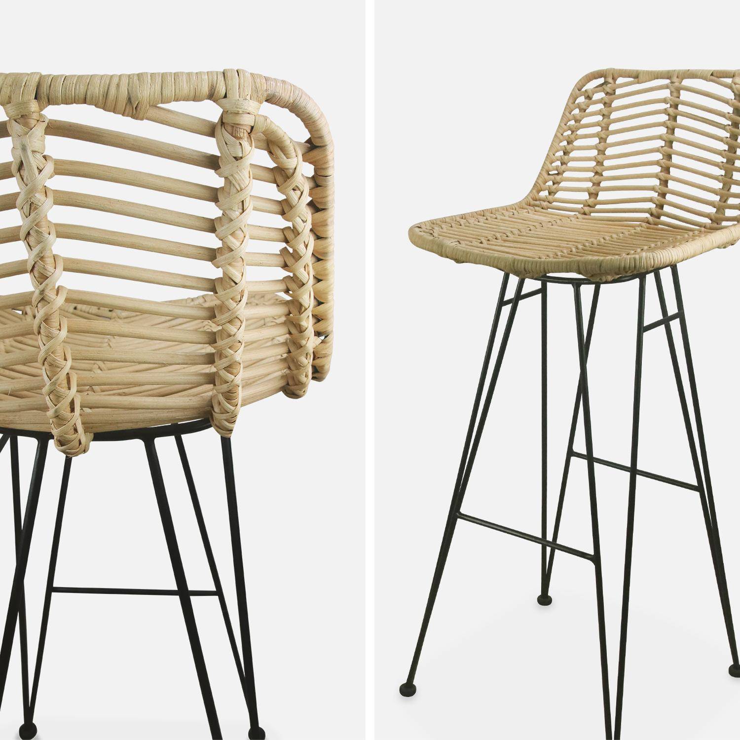 Pair of rattan bar stools, natural, L42.5xD48xH97cm, Cahya,sweeek,Photo9