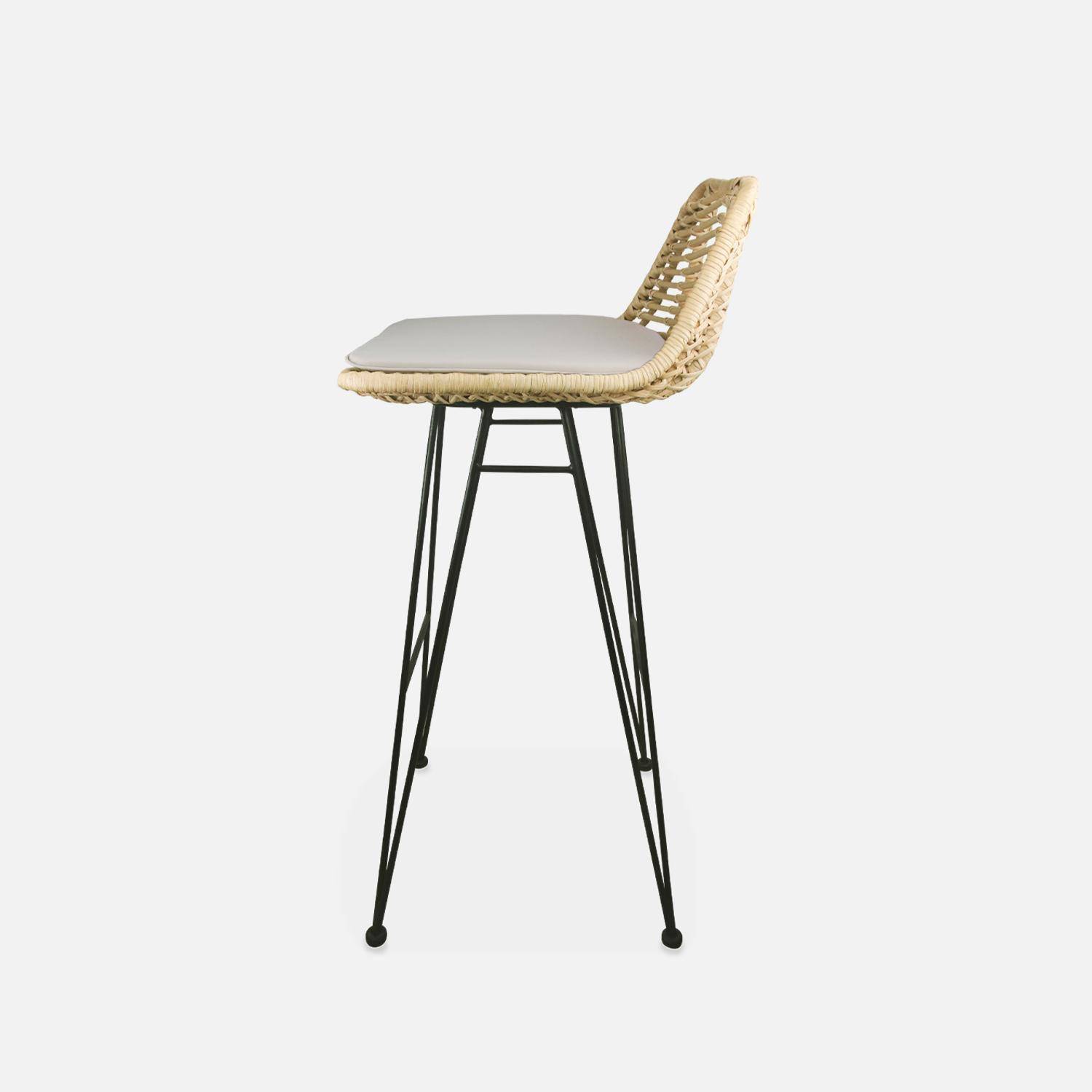 Pair of rattan bar stools 75cm, Cahya , Sand, 42x48x97 cm Photo5