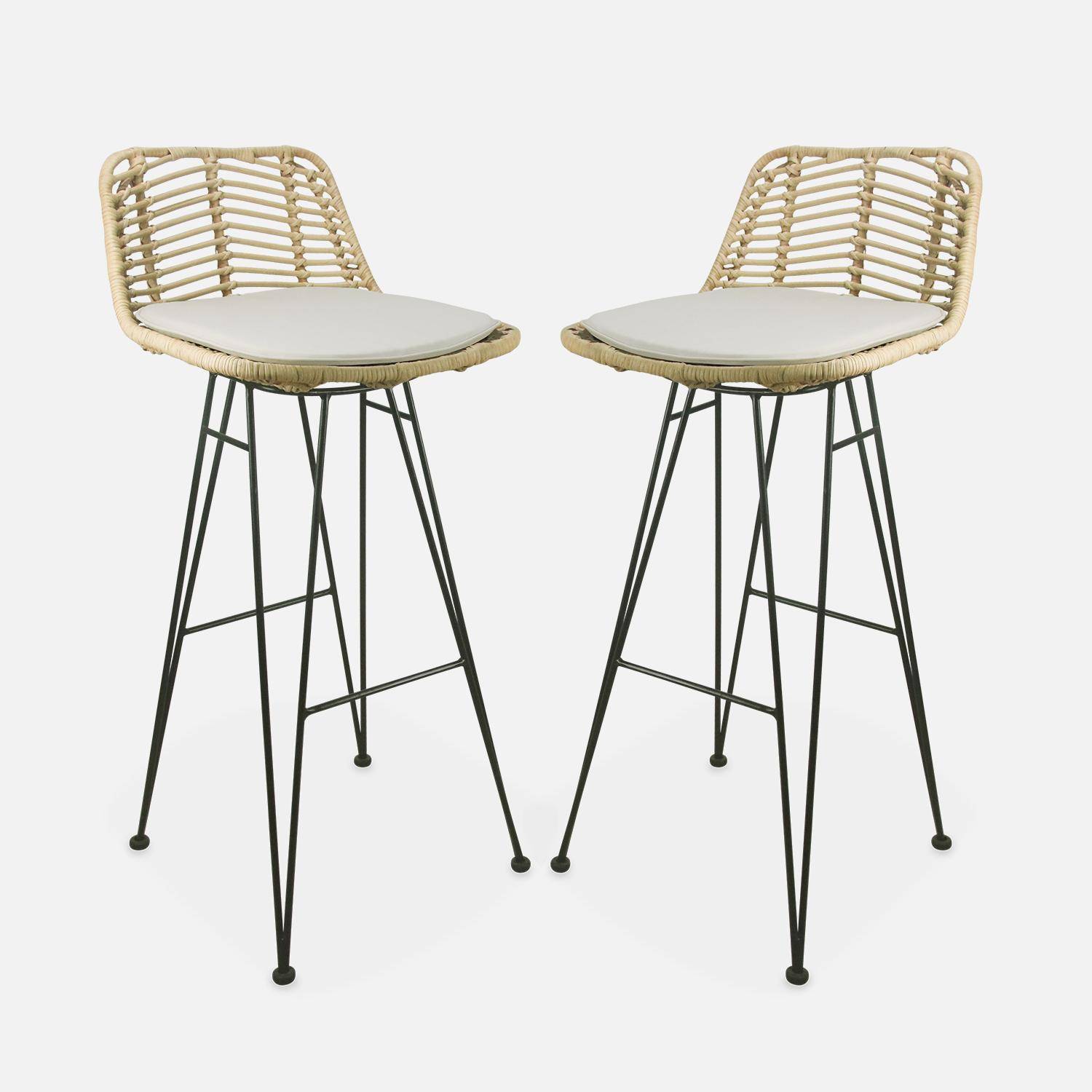 Pair of rattan bar stools, natural, L42.5xD48xH97cm, Cahya Photo4