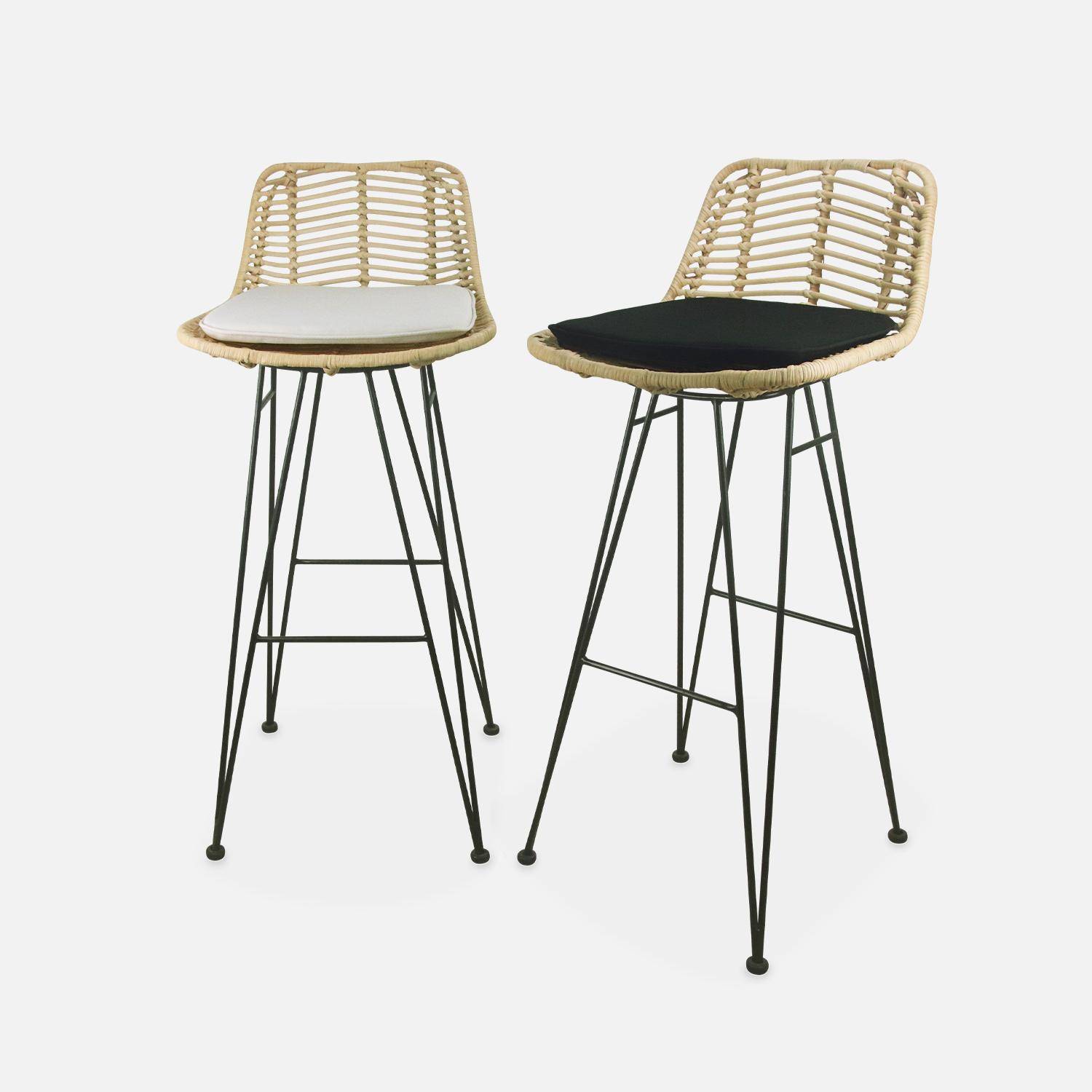 Pair of rattan bar stools 75cm, Cahya , Sand, 42x48x97 cm Photo10