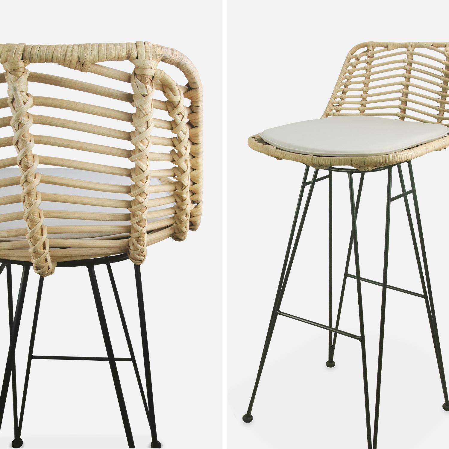 Pair of rattan bar stools 75cm, Cahya , Sand, 42x48x97 cm,sweeek,Photo6