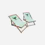 Conjunto de 2 cadeiras para crianças em madeira de eucalipto FSC, tecido verde claro com padrão de raposa Photo3