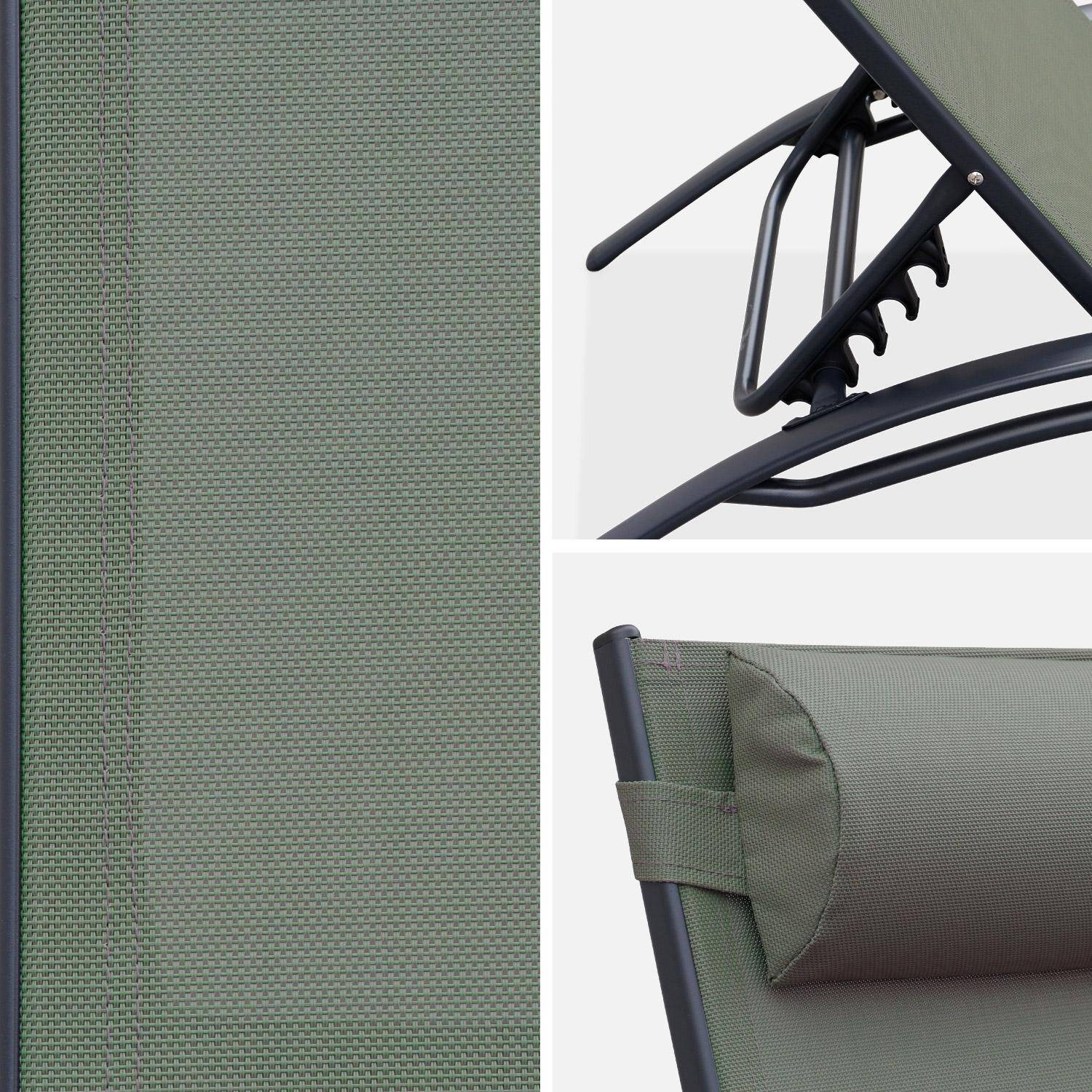 2er Set Sonnenliegen aus Aluminium - salbeigrün- Liegestühle aus Aluminium und Textilene - Louisa Photo5