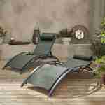2er Set Sonnenliegen aus Aluminium - salbeigrün- Liegestühle aus Aluminium und Textilene - Louisa Photo2