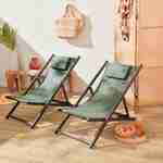 2er Set Sonnenliegen - salbeigrün - Liegestuhl aus Aluminium und Textilene mit Kopfstützenkissen, Liegesessel klappbar - Gaia  Photo1