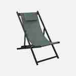 2er Set Sonnenliegen - salbeigrün - Liegestuhl aus Aluminium und Textilene mit Kopfstützenkissen, Liegesessel klappbar - Gaia  Photo3