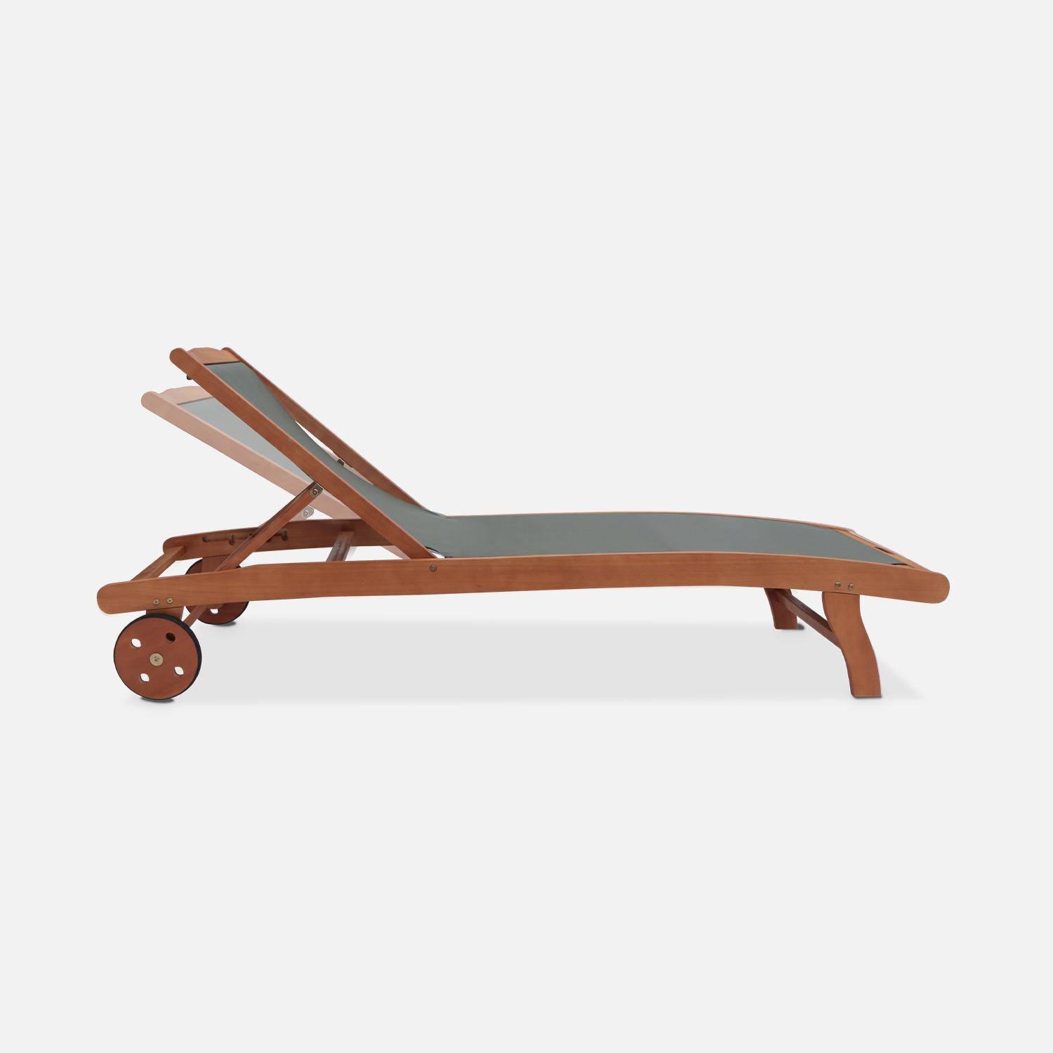 Zonnebedden in hout - 2 houten fauteuils van geolied eucalyptus en kaki textilene Photo5