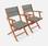 Lot de 2 fauteuils de jardin pliants en bois, savane | sweeek