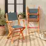 Fauteuils de jardin en bois et textilène - Almeria savane - 2 fauteuils pliants en bois d'Eucalyptus FSC huilé et textilène Photo2