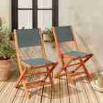 Chaises de jardin en bois et textilène - Almeria savane- 2 chaises pliantes en bois d'Eucalyptus FSC huilé et textilène Photo1