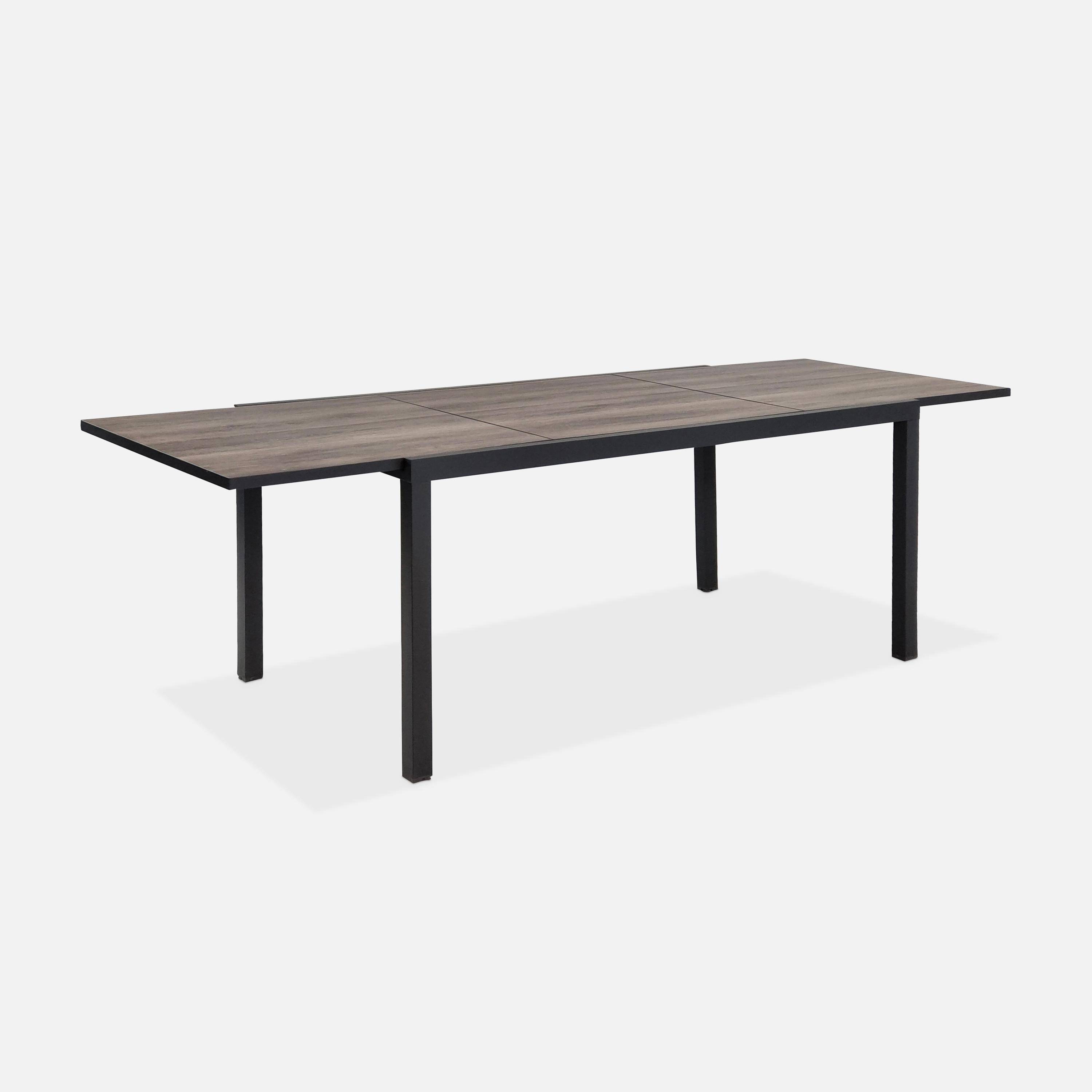 Table de jardin NASHVILLE extensible 160/240cm 8 places plateau effet bois foncé structure aluminium,sweeek,Photo2