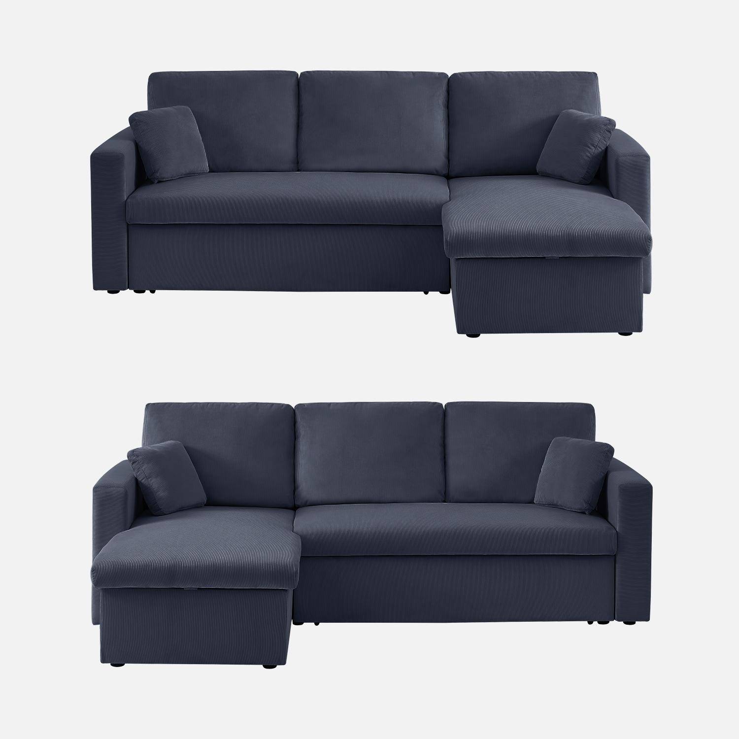 Hoekbank blauw corduroy, Ida, 3-zits, verstelbaar ligeiland, opbergbox, slaapbank,sweeek,Photo8