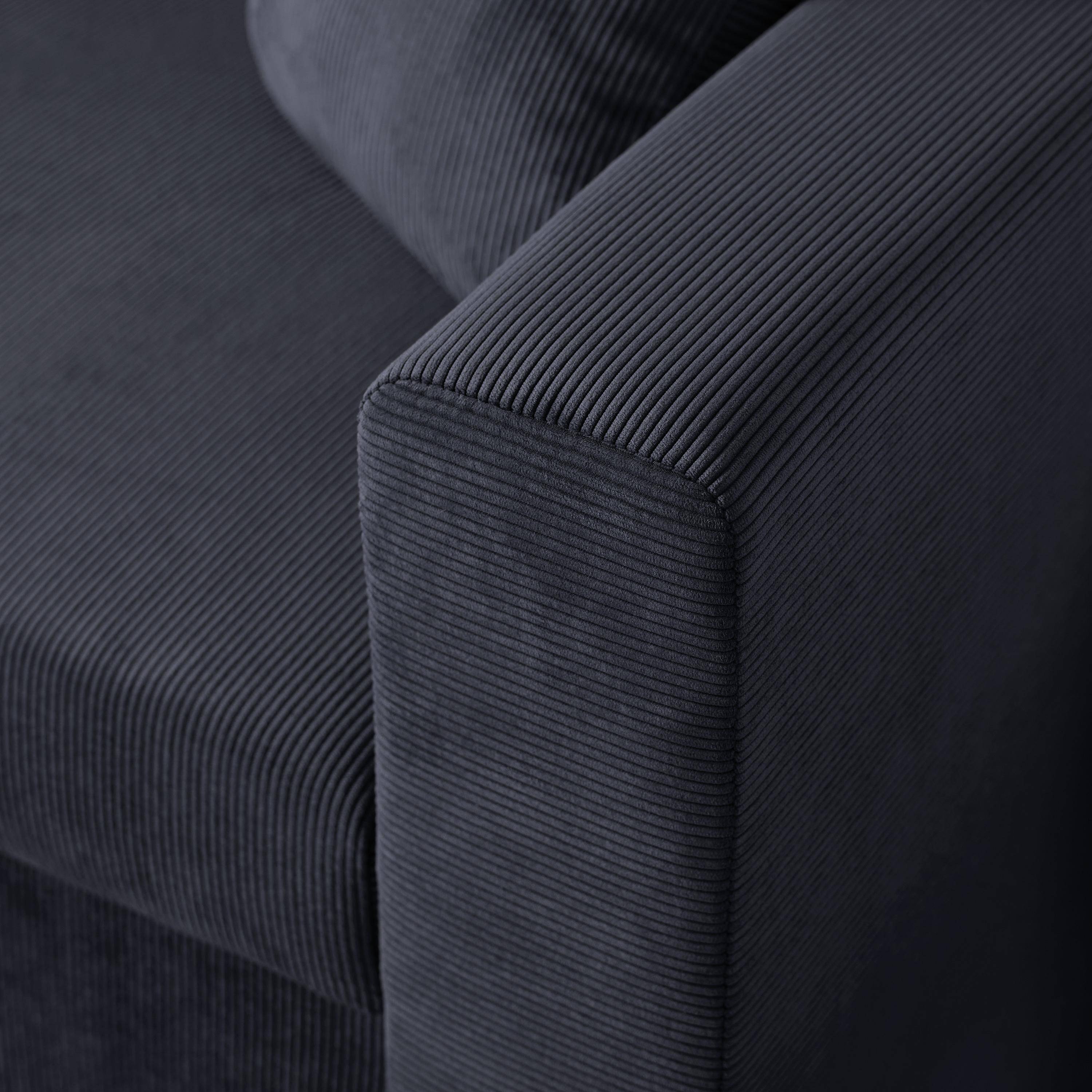 Hoekbank blauw corduroy, Ida, 3-zits, verstelbaar ligeiland, opbergbox, slaapbank Photo4