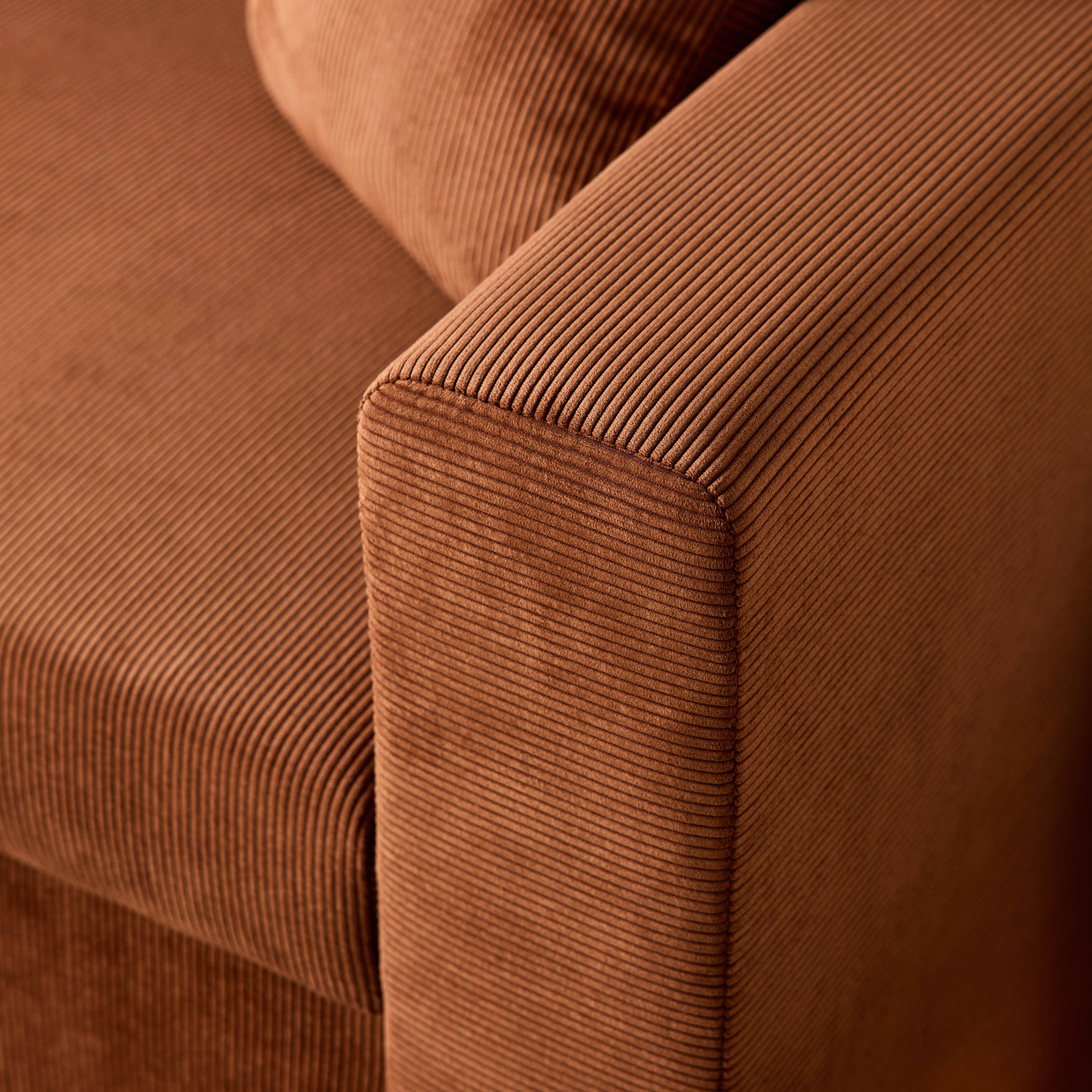 Canapé d'angle convertible en velours côtelé rouille - IDA - 3 places, fauteuil d'angle réversible coffre rangement lit modulable ,sweeek,Photo5