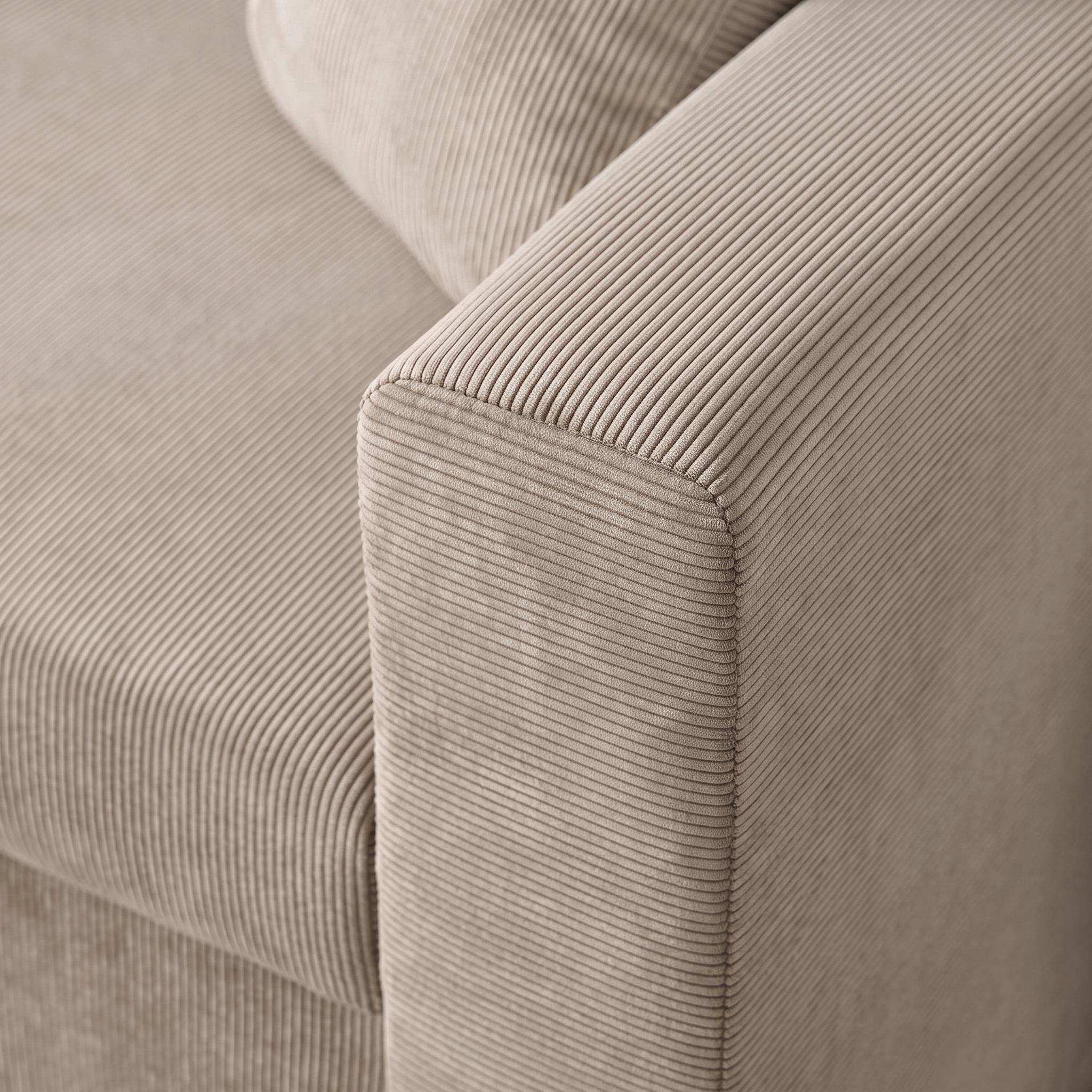 Ecksofa mit beigegrauem Cordbezug und Schlaffunktion - IDA - 3-Sitzer, beidseitig verwendbare Recamiere, Bettkasten,sweeek,Photo4