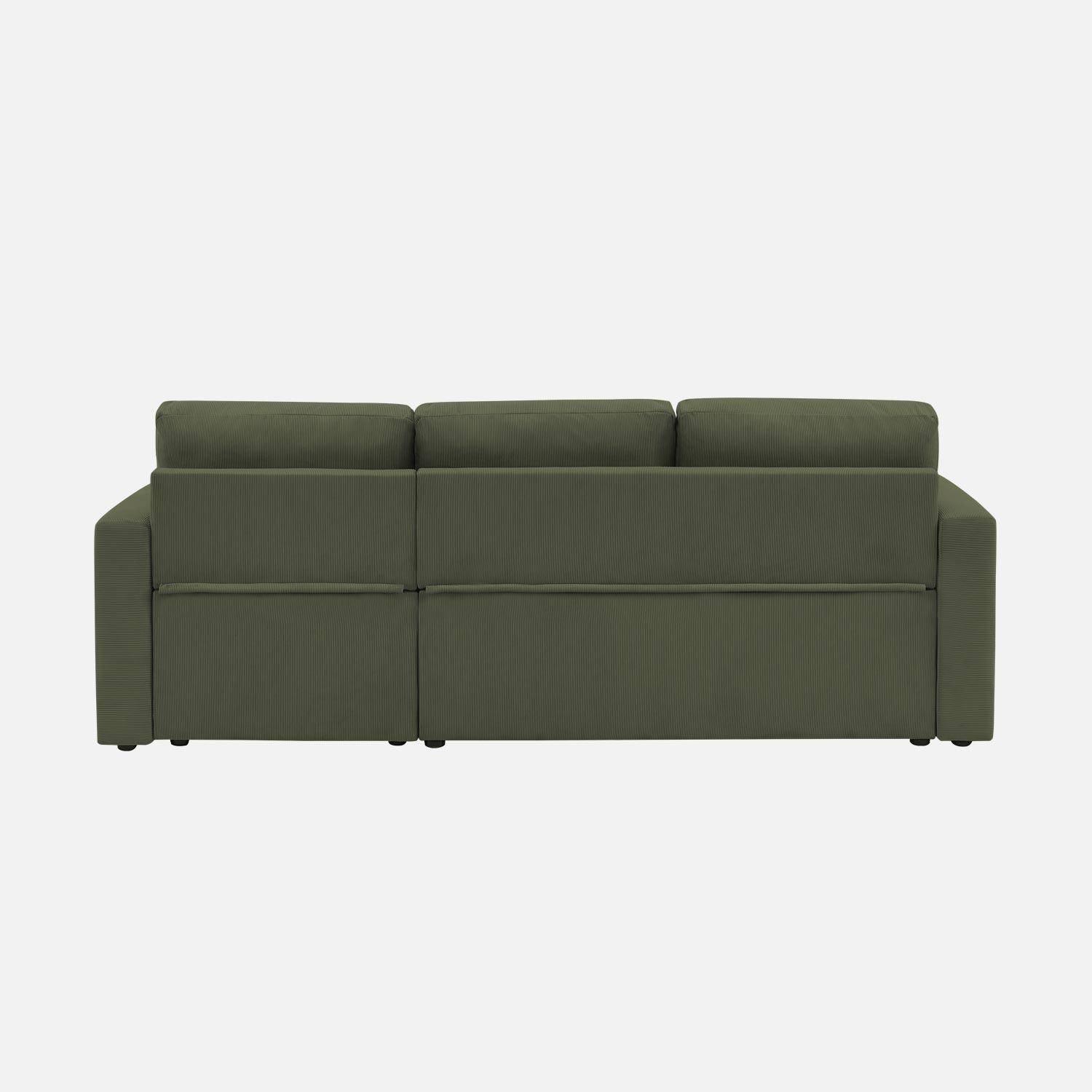 Canapé Convertible BUT Gabin - Velours Kaki, Coffre, 3 Places, Occasion