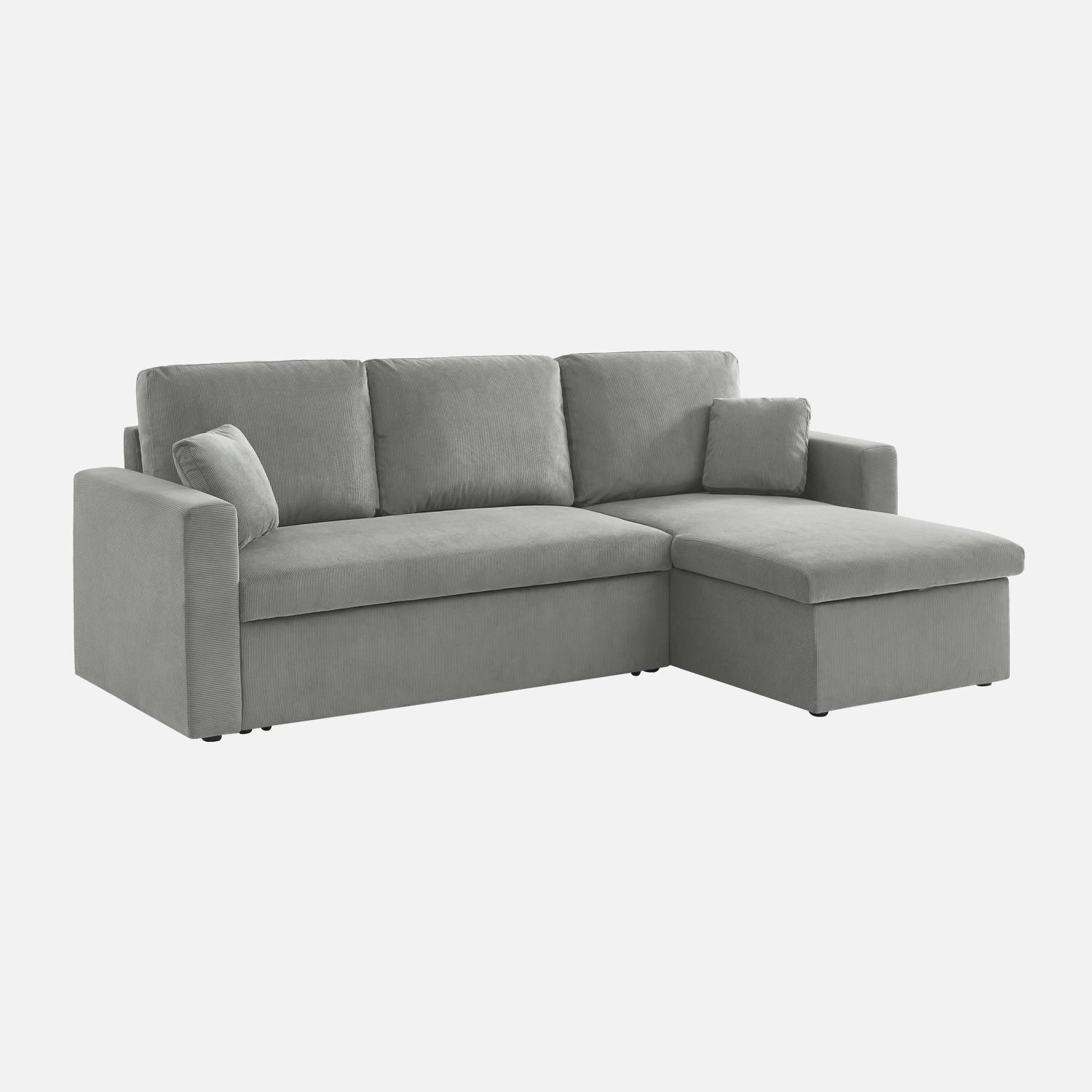 Canapé d'angle velours côtelé gris clair  | sweeek
