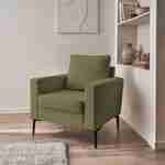 Sessel mit Kord-Bezug Khaki - Bjorn - mit geraden Metallfüßen Photo2
