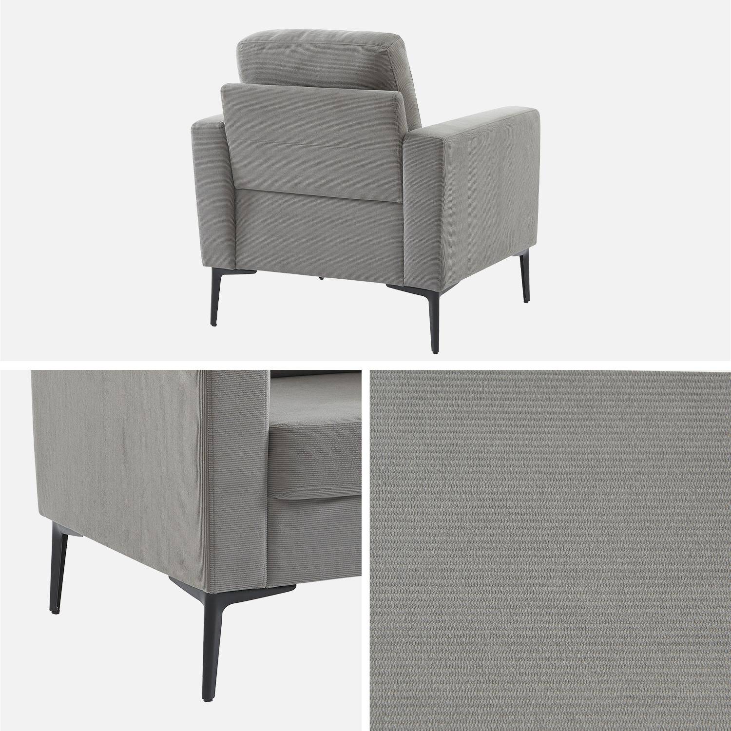 Sillón de pana y patas de metal, Bjorn, Gris claro, 78x77x70 cm,sweeek,Photo5