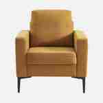 Gele oker corduroy fauteuil, Bjorn, 1-zits, met metalen poten Photo4