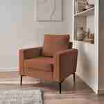 Terracotta corduroy fauteuil, Bjorn, 1-zits, met metalen poten Photo2