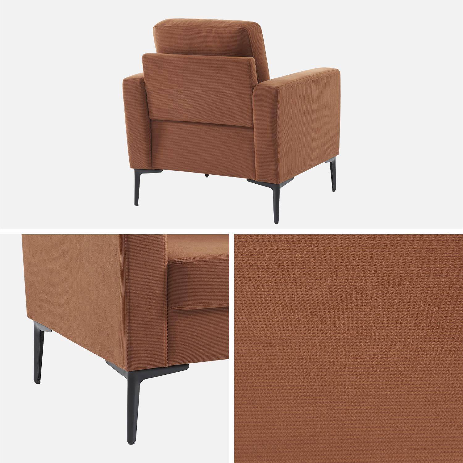Sessel mit Kord-Bezug  - Terrakotta - Bjorn - mit geraden Metallfüßen,sweeek,Photo5