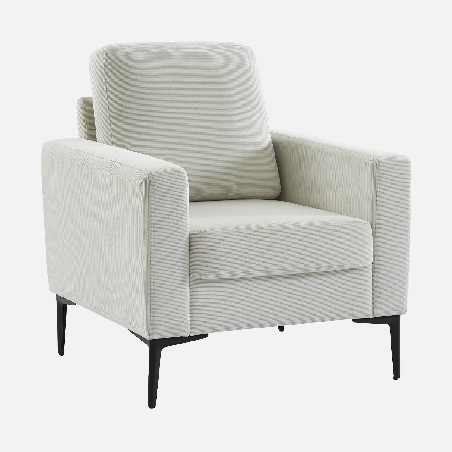 Sessel mit Kord-Bezug - Weiß | sweeek