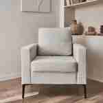Witte corduroy fauteuil, Bjorn, 1-zits, met metalen poten Photo1
