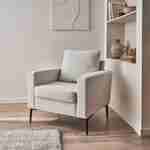 Witte corduroy fauteuil, Bjorn, 1-zits, met metalen poten Photo2