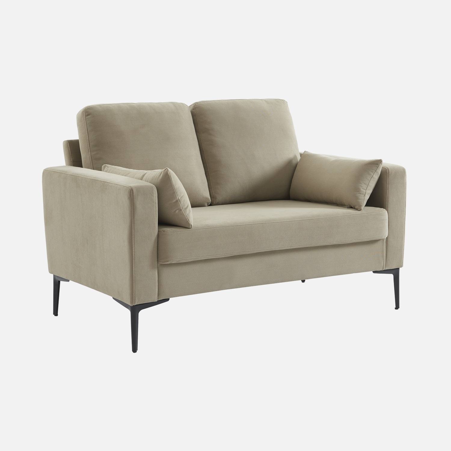 2-Sitzer-Sofa mit Cordbezug in graubeige  | sweeek