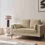 Sofa mit graubeigem Cordbezug - Bjorn - Fixes 2-Sitzer-Sofa, gerade, Metallfüße  Photo1