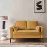 Sofa mit ockerfarbenem Cordbezug - Bjorn - Fixes 2-Sitzer-Sofa, gerade, Metallfüße  Photo1