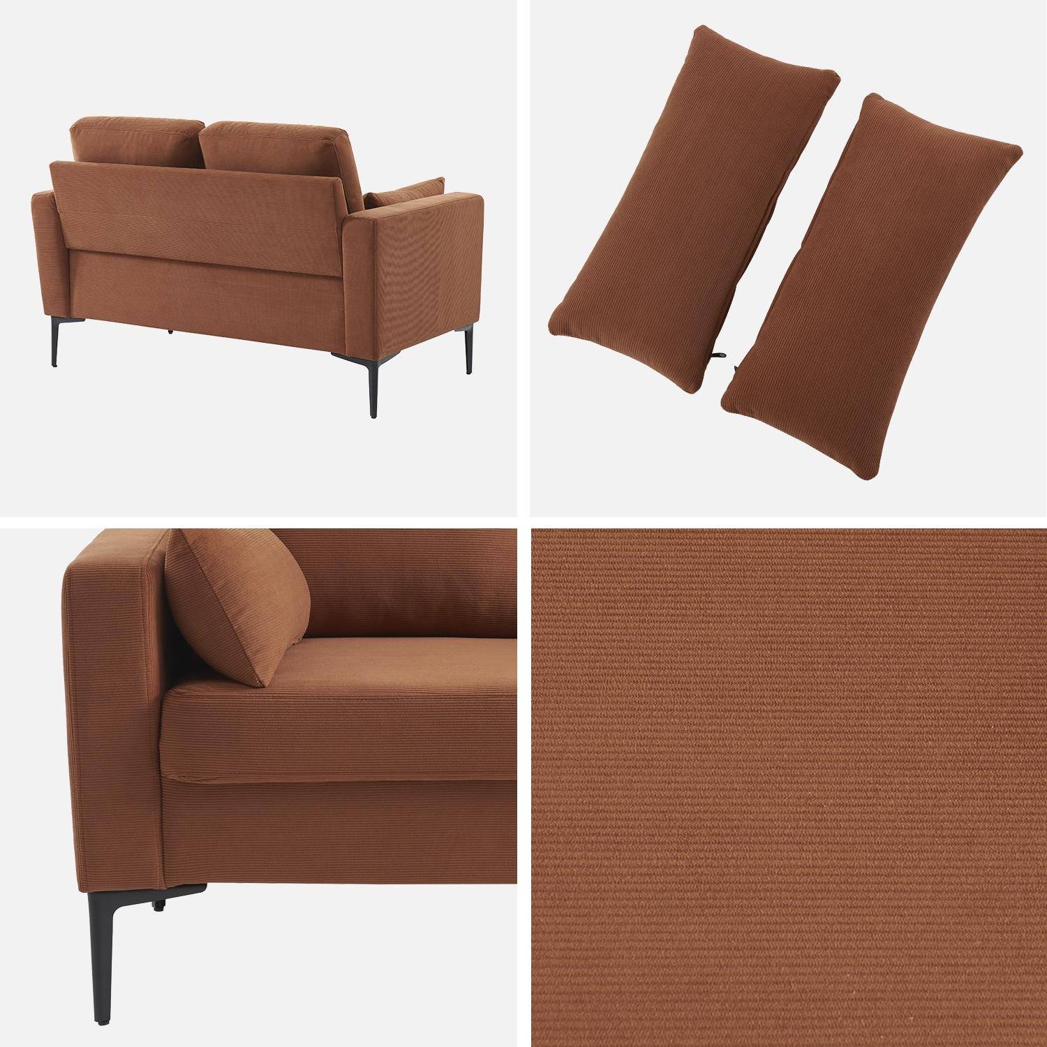 Sofa mit terrakotta Cordbezug - Bjorn - Fixes 2-Sitzer-Sofa, gerade, Metallfüße  Photo4