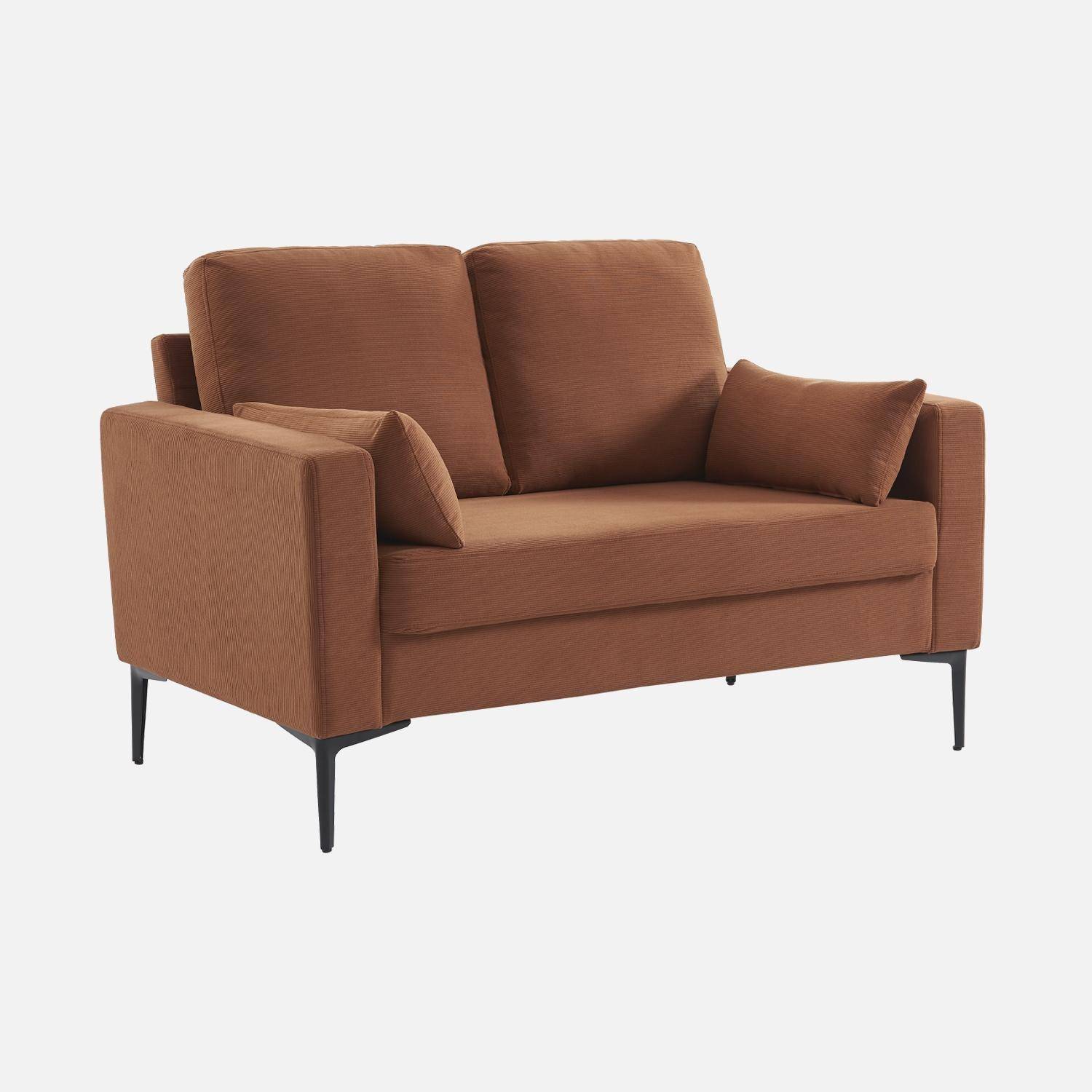Sofa mit terrakotta Cordbezug - Bjorn - Fixes 2-Sitzer-Sofa, gerade, Metallfüße  Photo1