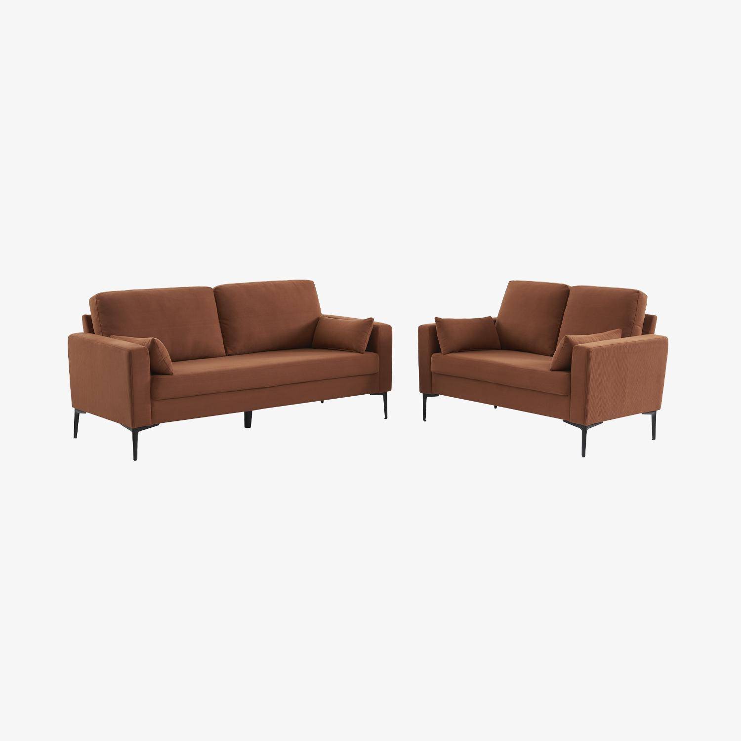 Sofa mit terrakotta Cordbezug - Bjorn - Fixes 2-Sitzer-Sofa, gerade, Metallfüße  Photo4