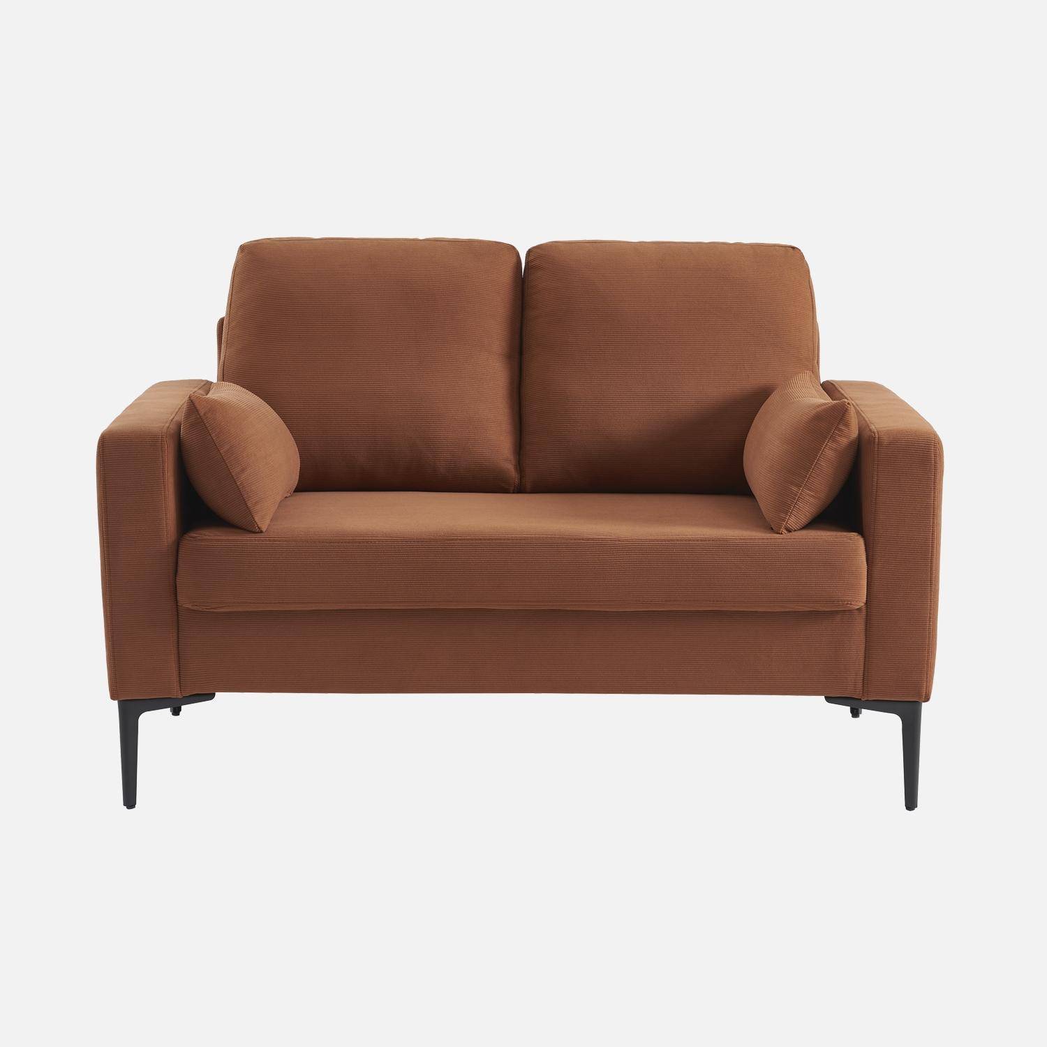 Sofa mit terrakotta Cordbezug - Bjorn - Fixes 2-Sitzer-Sofa, gerade, Metallfüße ,sweeek,Photo3