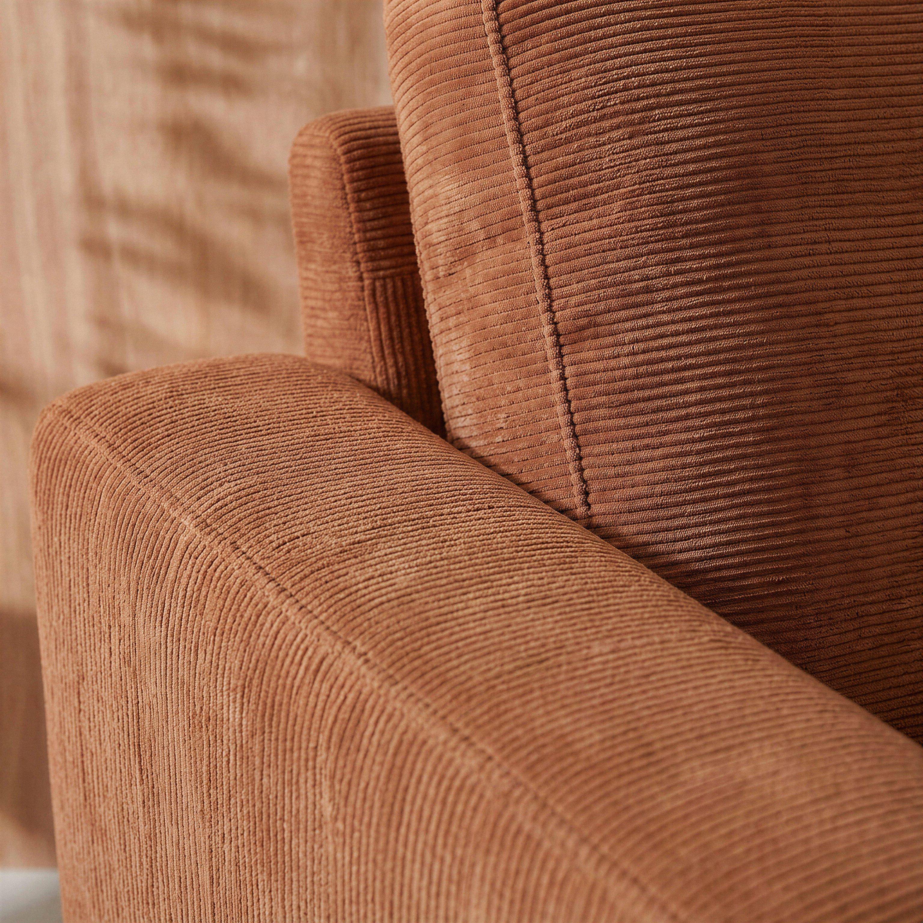 Divano in velluto a coste con gambe in metallo, 2 posti Terracotta - 130x79x69 cm Photo2