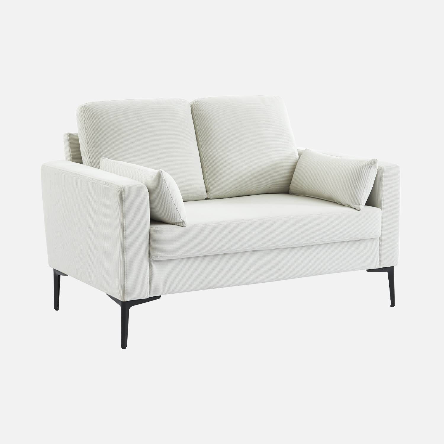 2-Sitzer-Sofa mit Cordbezug in weiß  | sweeek