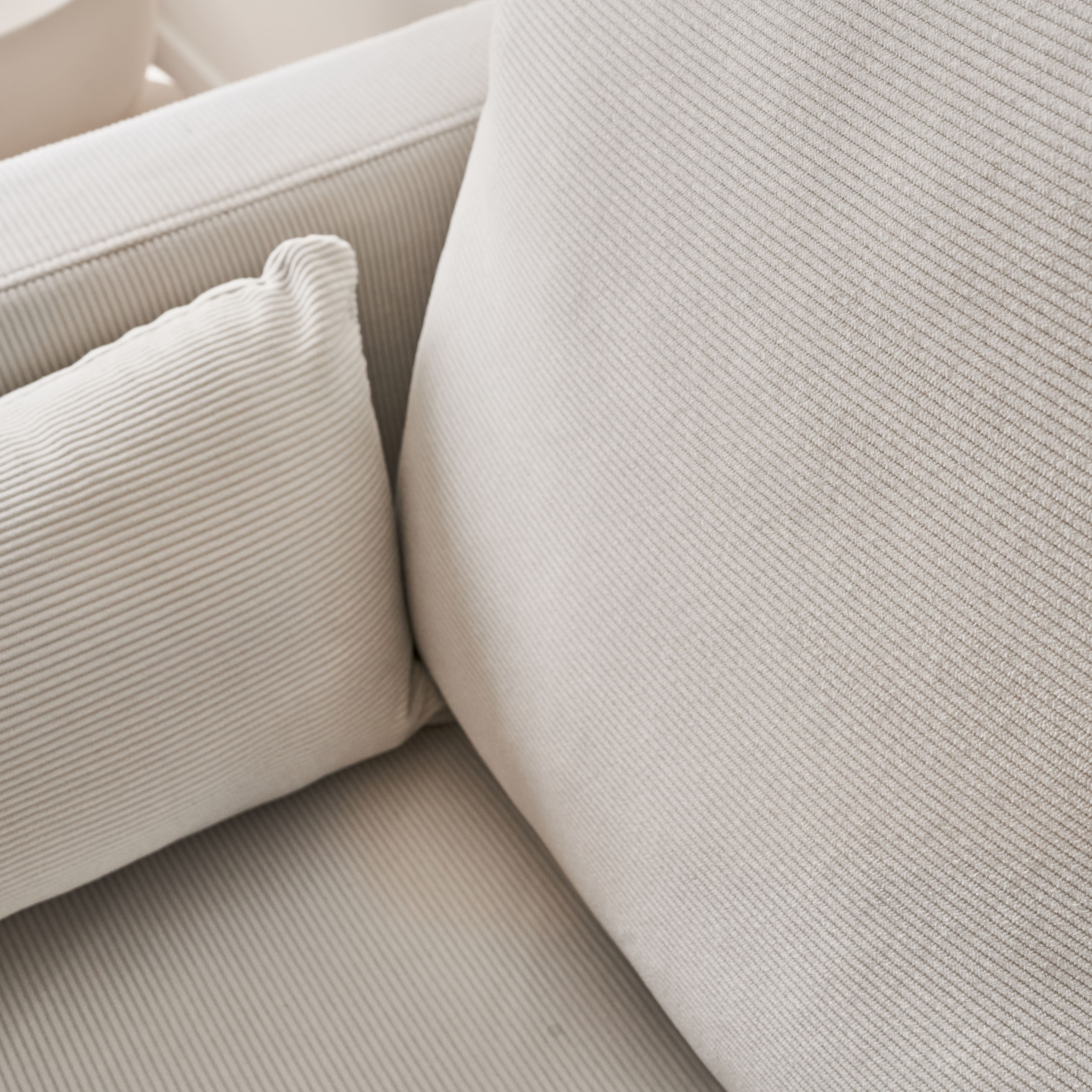 Canapé en velours côtelé blanc - Bjorn - Canapé 2 places fixe droit pieds métal ,sweeek,Photo3